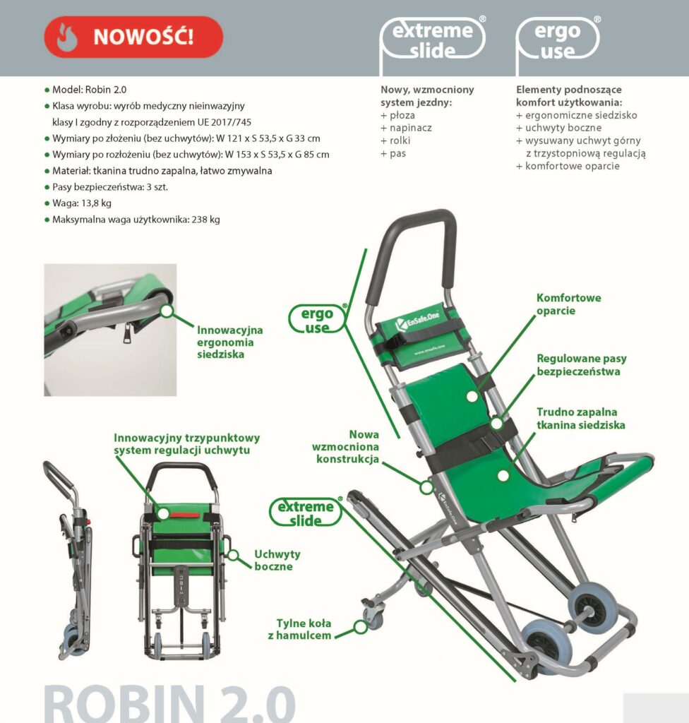 Plakat krzesła Robin 2.0 opis obok obrazka